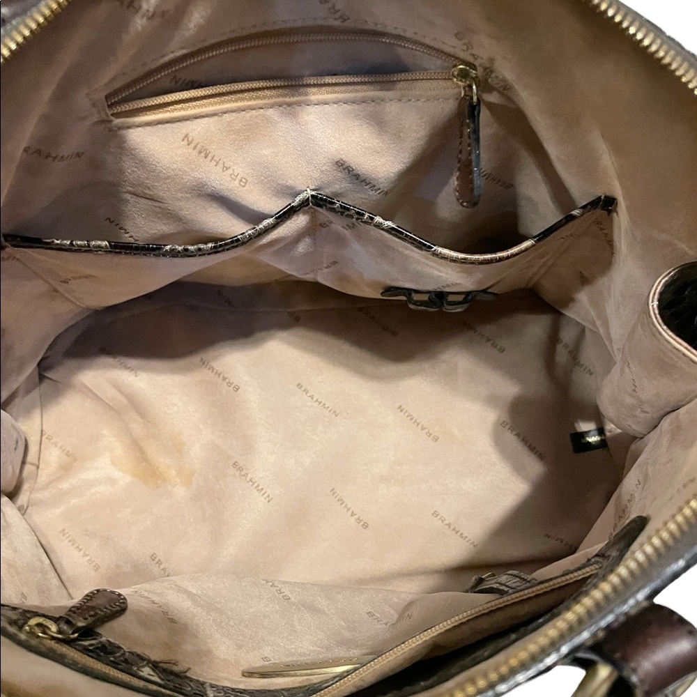 ✨RARE Brahmin Vivian- Espresso Fresco handbag black & brown embossed leather✨ - Picture 9 of 13